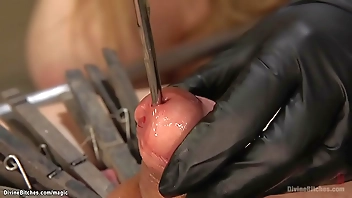 Bound man slave cock tormented