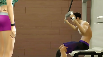 Japanese StepMom helps her StepSon in the gym to motivate him for competition