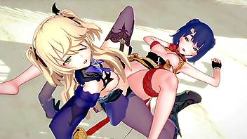 Genshin Impact - Xiangling and Fischl Lesbian Sex [3D Hentai, 4K, 60FPS, Uncensored]