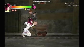 Pretty Airi hentai girl having sex with the mine man in sexy porn hentai game
