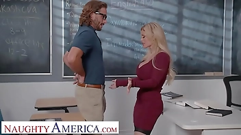 Naughty America - Busty professor, Casca Akashova, helps take care of her student's boner by taking his cock on her desk