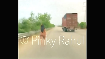 Pinky Naked dare on Indian Highways