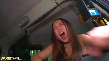Fake Taxi Asian Yiming Curiosity Sucks Cock after Making a Mess in Cab