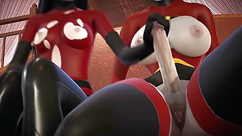 Incredibles - Double Futa - Violet Parr gets creampied by Helen - 3D Porn
