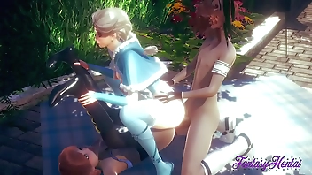 Frozen Hentai - Elsa & Anna fucked and fingering Threesome - Anime Manga Japanese Disnery Porn