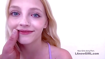 Skinny Teenie gets tight pussy creampied at audition