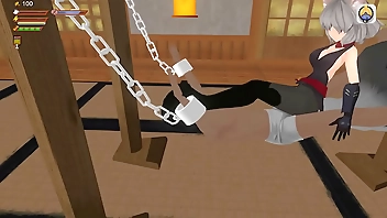 Cute Kitsune Mistress bully you with socks in this femdom game