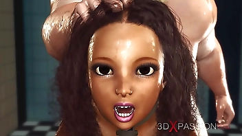 Fucking machine. Hot ebony in restraints and fat crazy chef