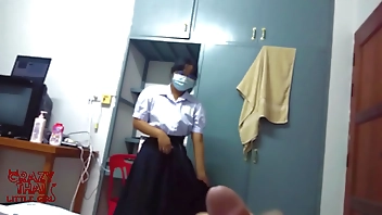 Cute thai student teen glass student have sex with his friend