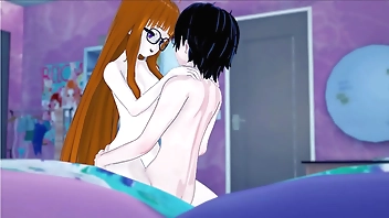 Joker fucks Futaba, part 2! Cowgirl, side fuck, and missionary creampie!