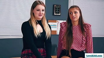 Stepmom has a 3some with 2 busty teens