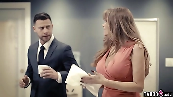 Granny secretary Darla Crane fucks her new young boss in his office