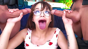 Crazy stepdaughter sucks two police officers that came to control her crazyness