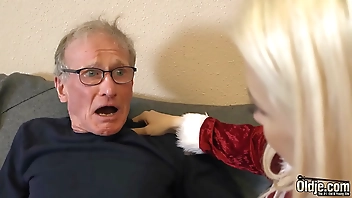 Nice Old man fucks tight teen pussy and cums