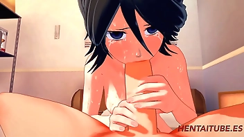 Bleach Hentai Hard - Rukia Suck Ichigo Dick and he cum 3 times in her mouth