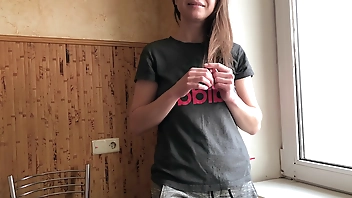 Brother Helped Step Sister Relax Before First Date. Russian Amateur with Dialogue