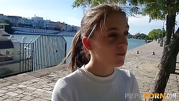 Innocent Anita wants to have her FIRST THREESOME with two young dudes!