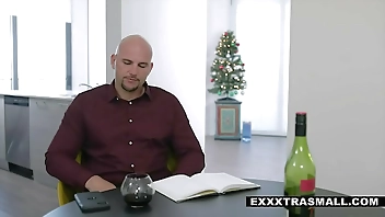 Busty petite chick sucks on a big cock