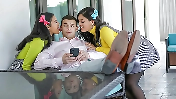 Exotic Stepsisters Seduce Stepbrother To Get Into The Night Club - Maya Farrell, Alina Belle