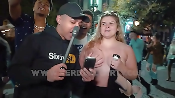 Girls showing boobs in public to normal people