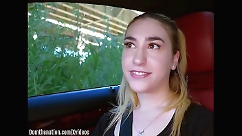 19 Year-old submissive drinks piss in woods, then crawls to the farm for her domination session