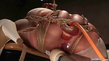 Asian nurse anal fucked in suspension