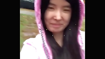 Asian Teen publicly reveals herself in the rain!