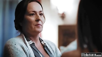 Stepdaughter is licked by busty stepmom