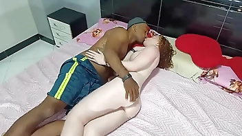 I fucked the gluttonous albino in the bedroom and bathroom and filled her pussy with cum and made her suck my cock all sticky