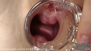 sexy nurse riki gyno speculum play gaping ginger pussy with closeups of pussy walls