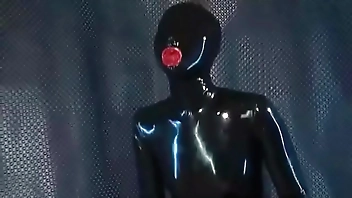 Latex condom catsuit fuck