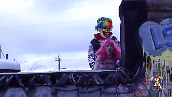 Fucking this gothic chick on the roof