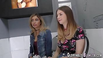 Gloryhole babe butt fucked for anal creampie