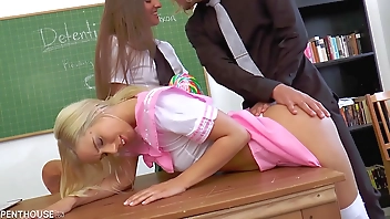 Naughty s Amirah Adara and Nesty spanked and fucked by professor