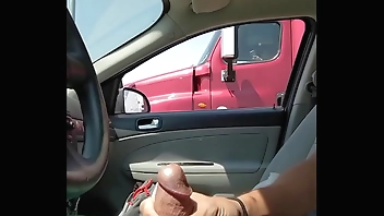 Trucker records my fat cock
