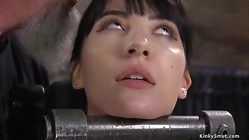 Little tattooed slave in device bondage