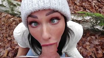 Freckled Teen SUCKS & SWALLOWS in the Woods - Shaiden Rogue