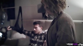 Stepmom Kit Mercer giving her stepson some relief using her milfy mouth