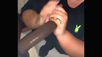white bitch gagging on some black dick