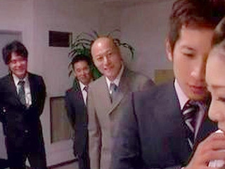 Sultry Secretary Makes Boss's Clients Cum in Their Pants