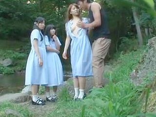 Getting railed by 3 women in the middle of a nipponese forest